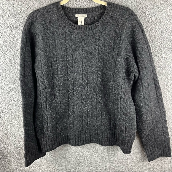 J. Crew Sweaters - Women’s J. Crew Gray 100%! Lambs Wool Cableknit Sweater Size Large